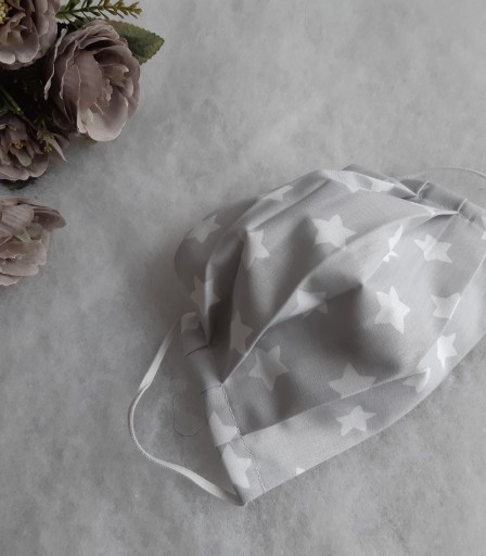 ULIZE Handmade Pelēka ar baltām zvaigznēm Face mask
