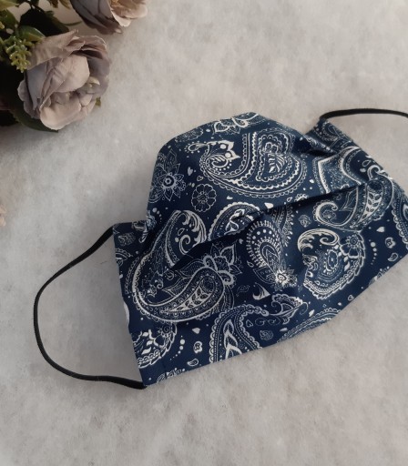 ULIZE Handmade Tum&scaron;i zila ar rakstu Face mask