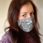 ULIZE Handmade Pelēka puķaina Face mask
