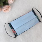 ULIZE Handmade Tum&scaron;i zila puķaina Face mask